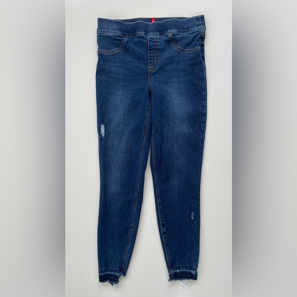 Spanx Distressed Ankle Skinny Jeans, Medium Wash Size Medium - Picture 4 of 12